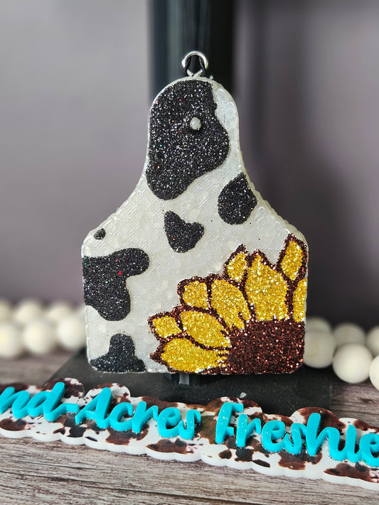 Cow Print Sunflower Cow Tag