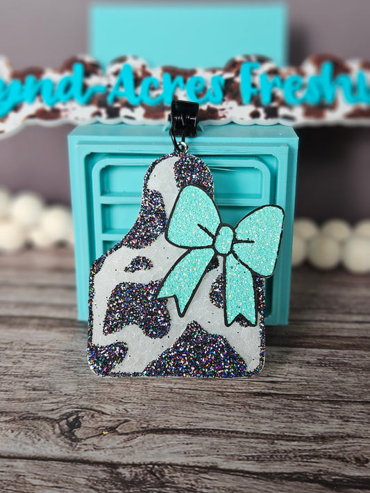 Cow Tag With Bow Vent Clip