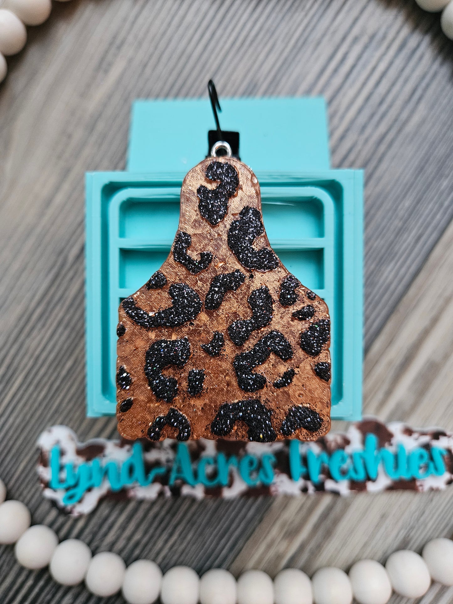 Cheetah Print Cow Tag Vent Clip