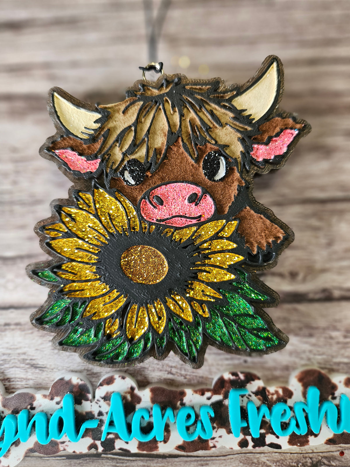 Highland Cow With Sunflower