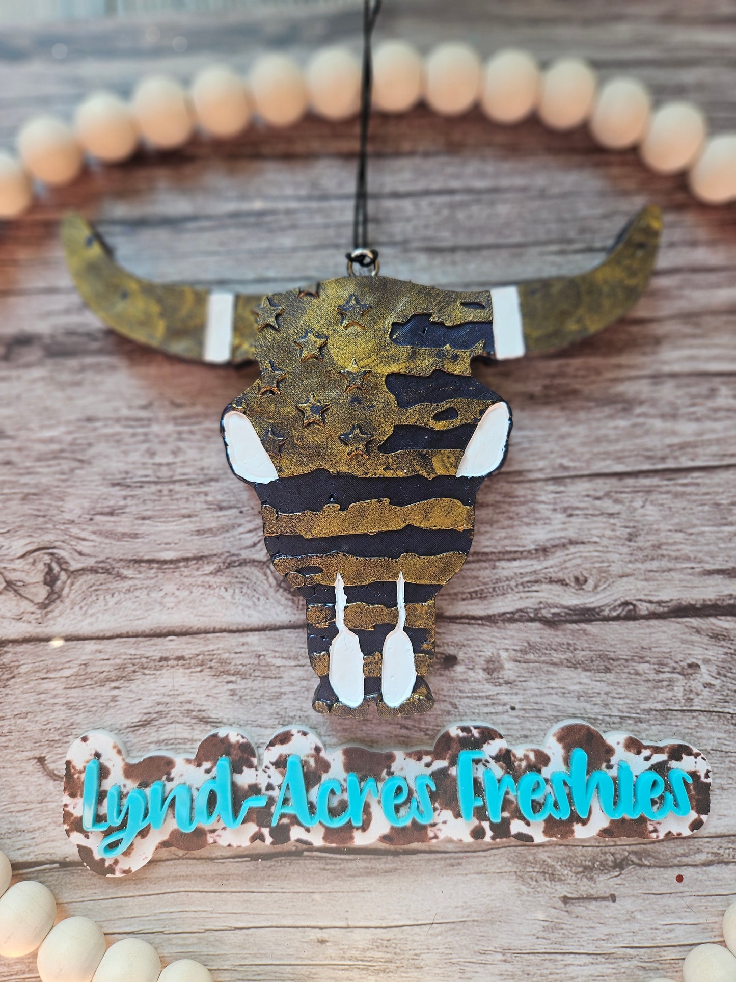 Distressed Flag Bull Skull