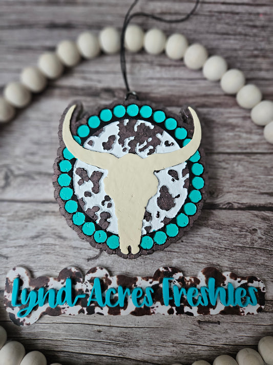 Cow Print Concho Bull Skull
