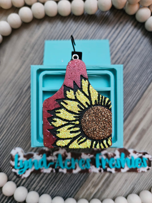 Cow Tag With Sunflower Vent Clip
